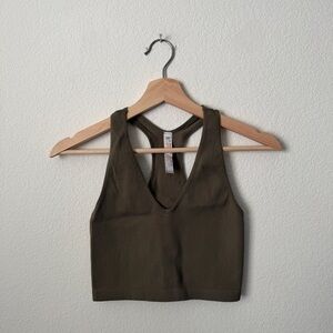 Olive Green Ribbed Tank Top